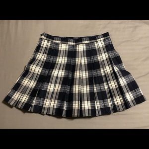Blue and white pleated skirt